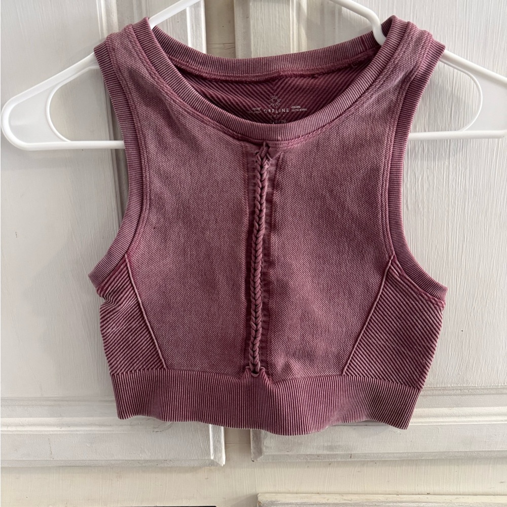 Aerie Mauve Ribbed Crop Top